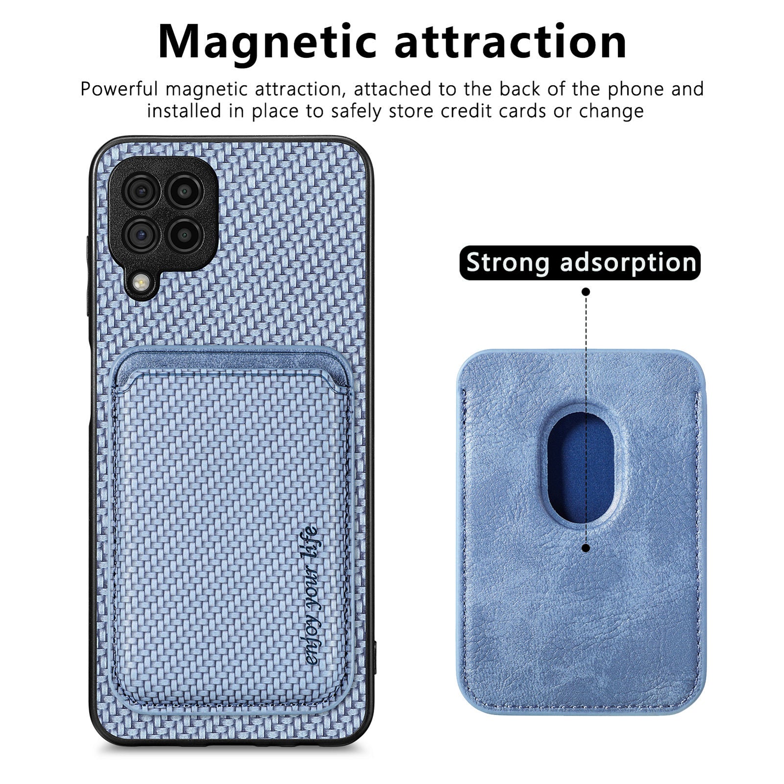 For Samsung Galaxy A22 4G (EU Version) / M32 (Global Version) 4G Anti-collision Detachable 2-in-1 Magnetic Card Holder Phone Case Carbon Fiber Texture PU Leather TPU PC Protective Cover For Samsung Galaxy A22 4G (EU Version) / M32 (Global Version) 4G Anti-collision Detachable 2-in-1 Magnetic Card Holder Phone Case Carbon Fiber Texture PU Leather TPU PC Protective Cover